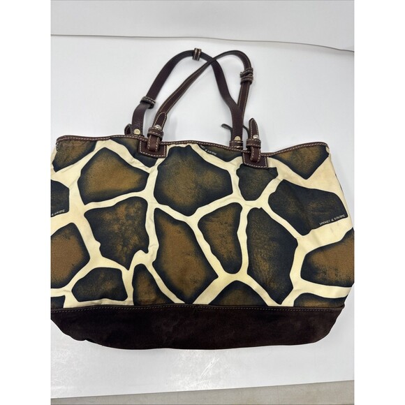 Dooney & Bourke Shoulder Bag Giraffe Animal Double Handle Full Zip Tote Red READ - Picture 7 of 13
